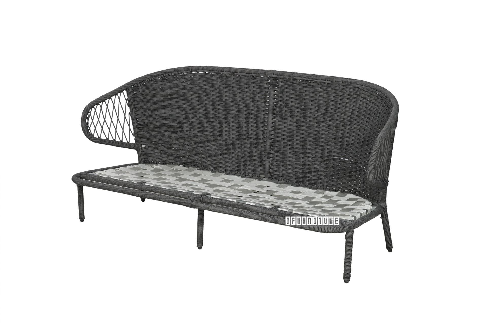 ENNA Woven Patio Sofa Set With Round ALUMINUM Frame *Grey