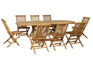 Picture of BALI 9PC Solid Teak Oval Dining Set - 1.6M - 2.4M Table