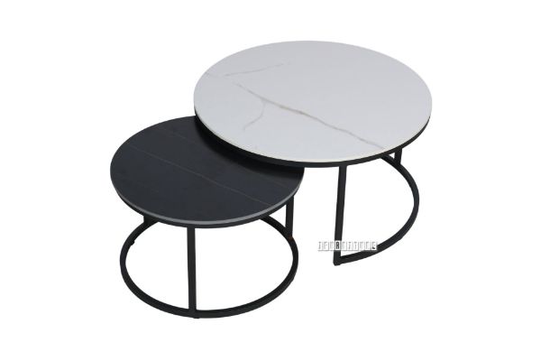 Picture of LOUISE Round Sintered Stone Nesting Coffee Table *Black and White