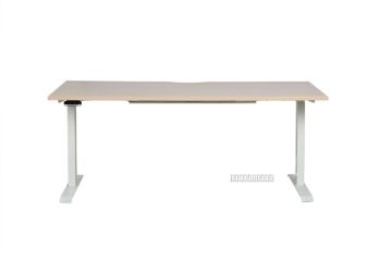 Picture of UP1 Adjustable Height Straight Desk (Oak Top White Base) - 695-1185mm (180 Top)