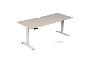 Picture of UP1 Adjustable Height Straight Desk (Oak Top White Base) - 695-1185mm (160 Top)