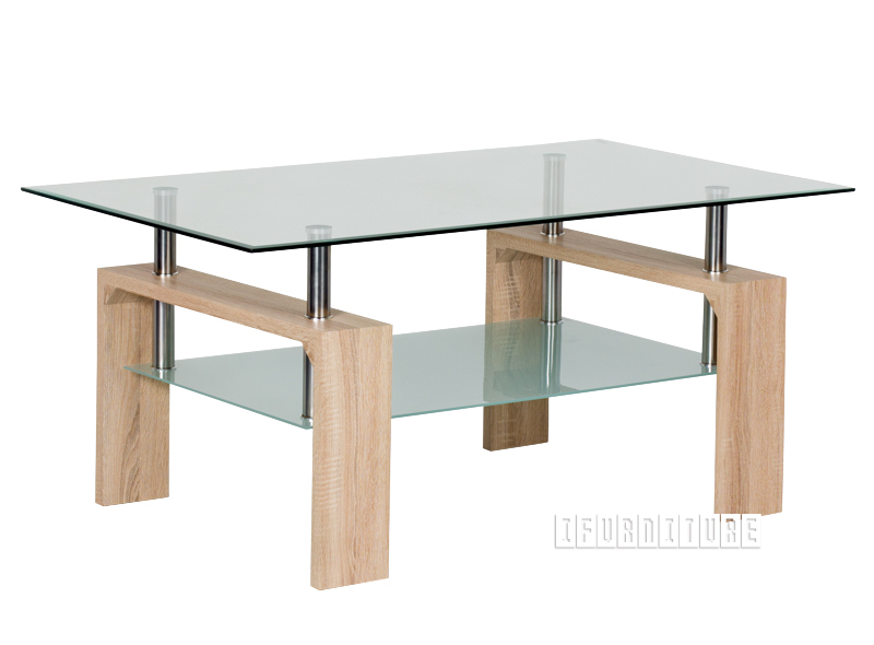 HORIZON Glass Coffee Table (Oak Colour)