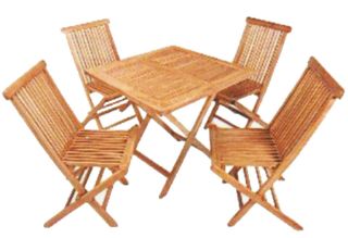Picture of BALI Solid Teak - D80 Square Table with 4 Chairs
