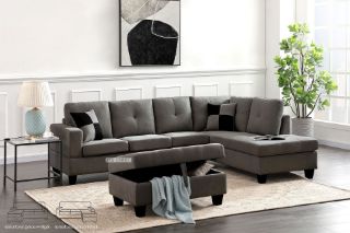 Picture of ADISEN L-Shape Sofa (Dark Grey) - Facing Right