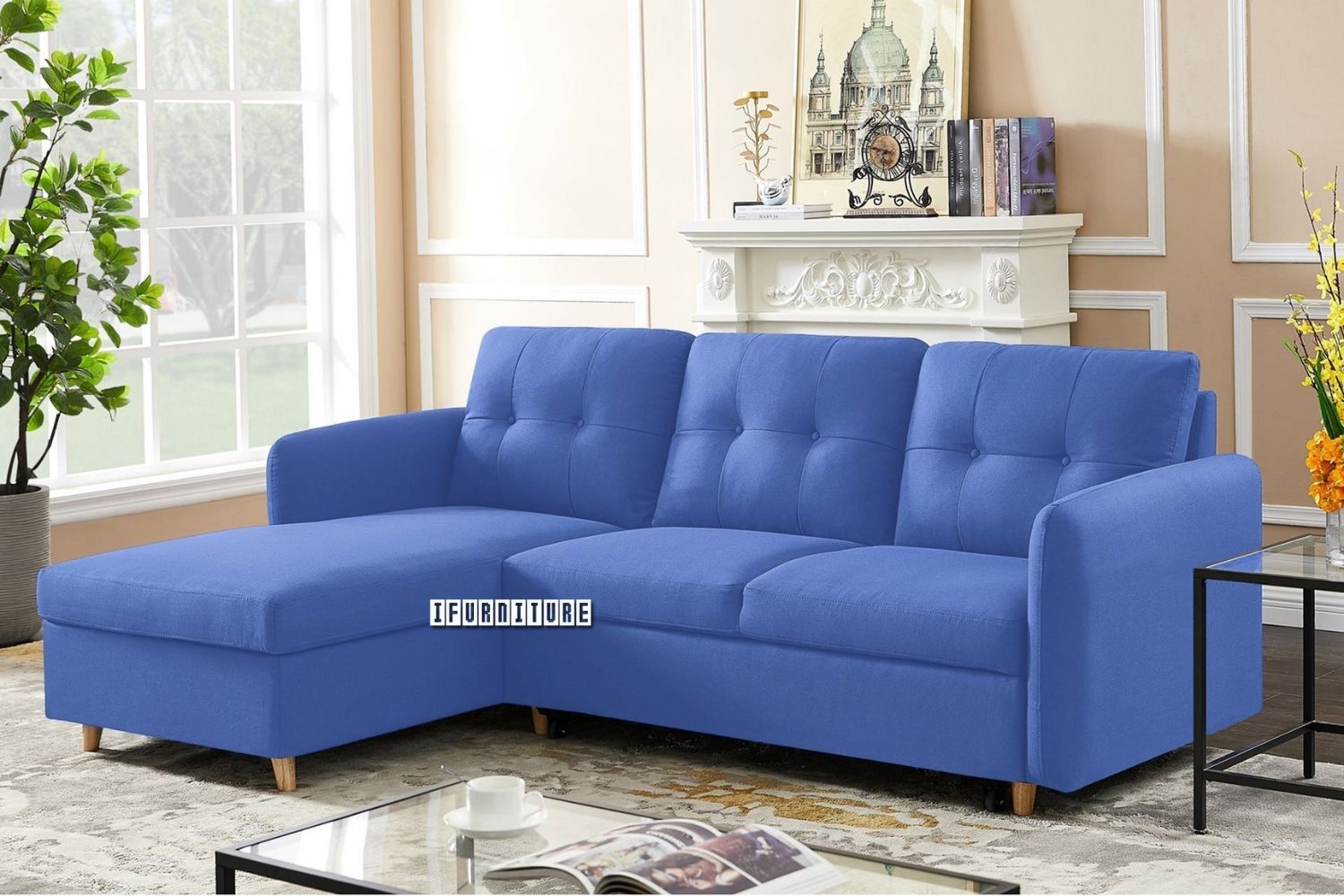 kayden fabric sectional sofa bed with storage