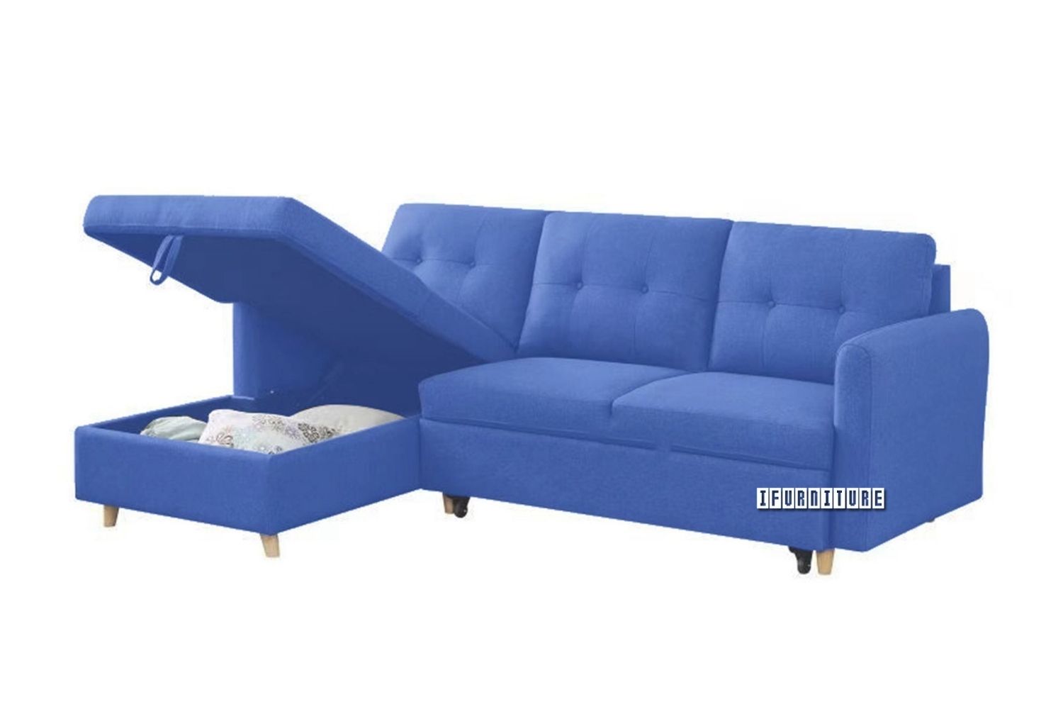 KAYDEN Reversible Sectional Sofa Bed with Storage *Blue