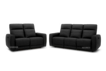Picture of STORMWIND 100% Genuine Leather 3 Seater Power Recliner Sofa (Black)