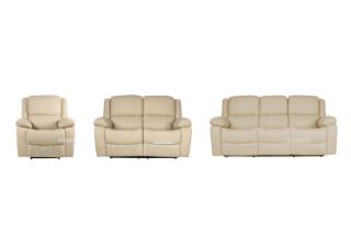 Picture of BRIGHTON Reclining Air Leather Sofa Range *Beige - R+2RR+3RR