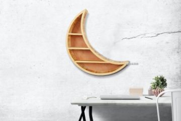 Picture of CRESCENT MOON 55x35cm Wooden Wall Shelf
