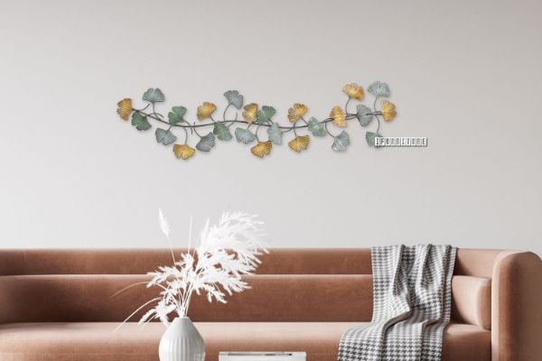 Picture of GINKGO Leaves Metal Wall Art (95cm x 25cm)