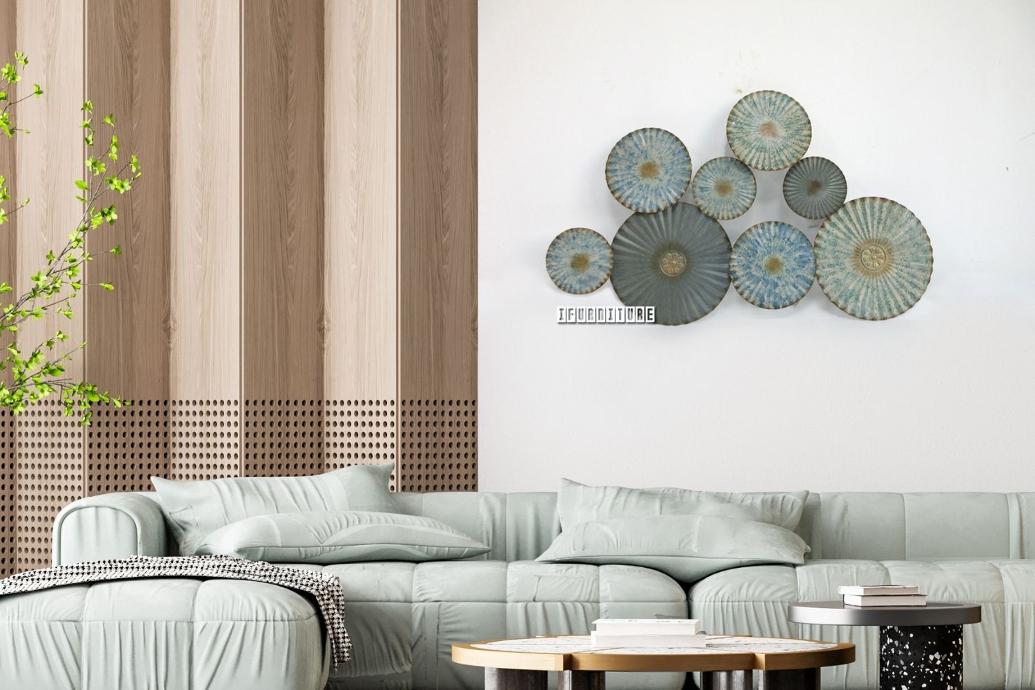 CIRCLES French Style Metal Wall Art (88cm x 55cm)