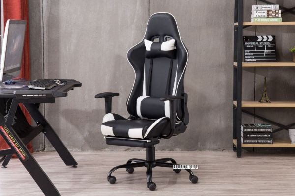 Picture of RACER Ergonomic Gaming Chair with Footrest *White