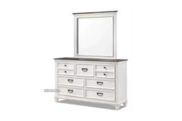 Picture of CHARLES 7-Drawer Dresser with Mirror (White & Grey)