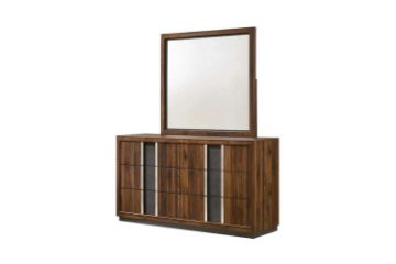 Picture of SANDRA 6-Drawer Dresser with Mirror (Walnut Colour)