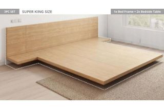Picture of YORU Japanese Bed Frame Set (with Headboard) - 3PC in Super King Size