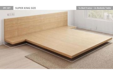 Picture of YORU Japanese Bed Frame Set (with Headboard) - 3PC in Super King Size