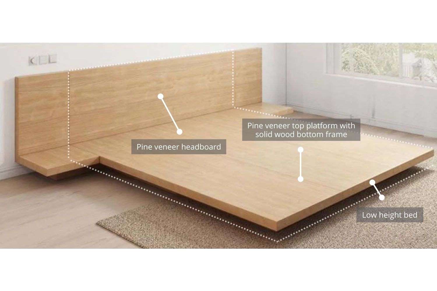 YORU 2PC/3PC Japanese Bed Frame Set (with Headboard)