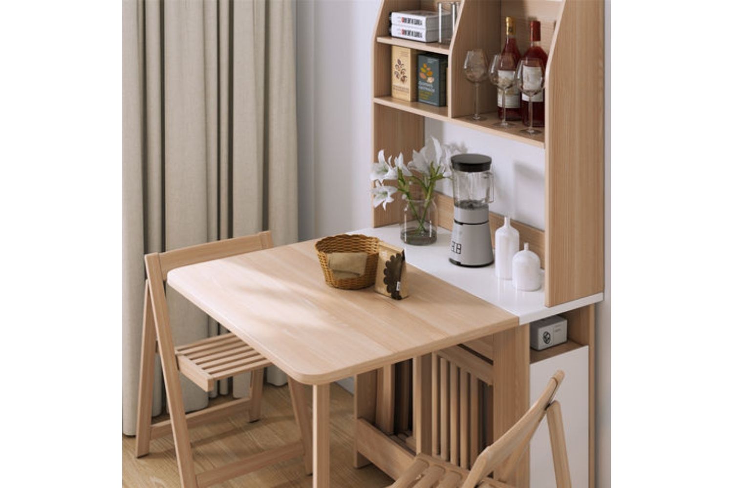 HANSON Foldable Dining Table with Shelf