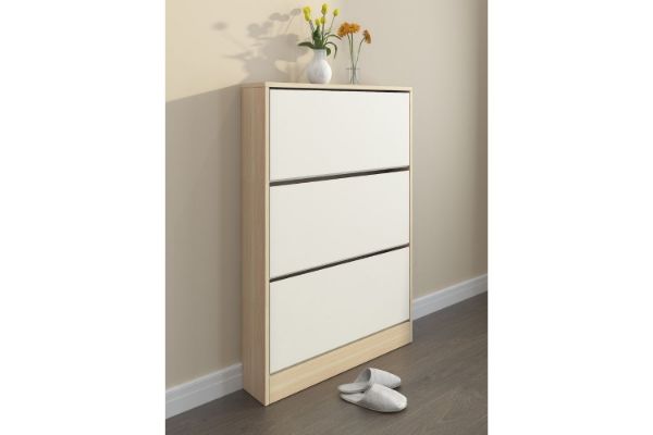 Picture of MARK 60/80 3DRW Shoe Cabinet (Oak-White Colour)