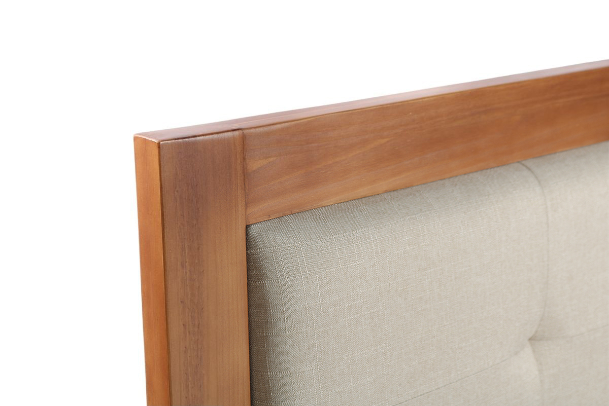 COOLMORE Solid Pine Queen Size Bed Frame with Extended Headboard