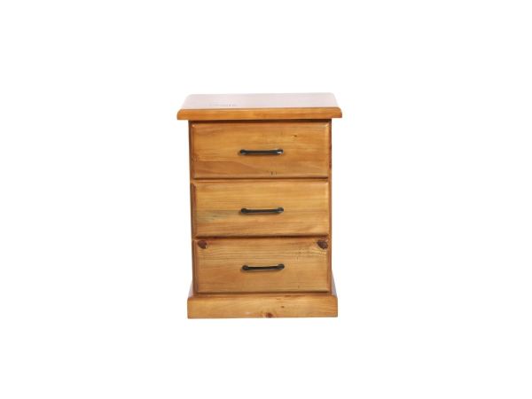 Picture of COTTAGE HILL Solid Pine 3-Drawer Bedside Table (Antique Oak Colour)