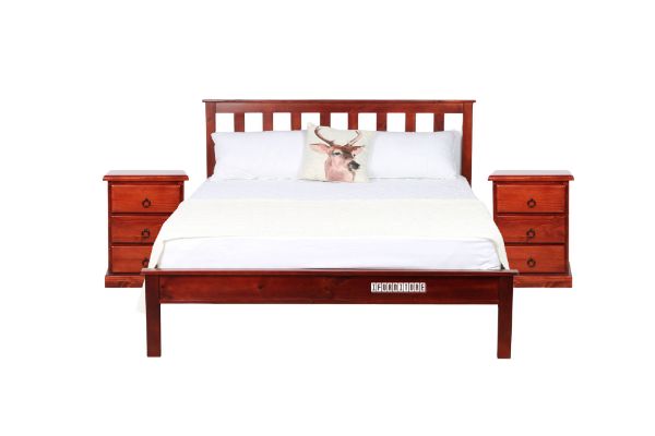 Picture of CANNINGTON Solid NZ Pine Bedroom Combo in Queen Size (Wine Red Colour) - 3PC