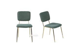 Picture of LASKY Gold Frame Fabric Dining Chair *Green - Set of 2