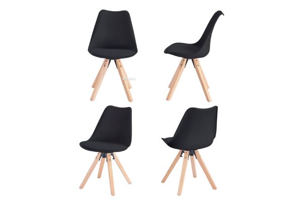 Picture of EIFFEL Beechwood Legs PU Seat Dining Chair (Black) - Set of 4