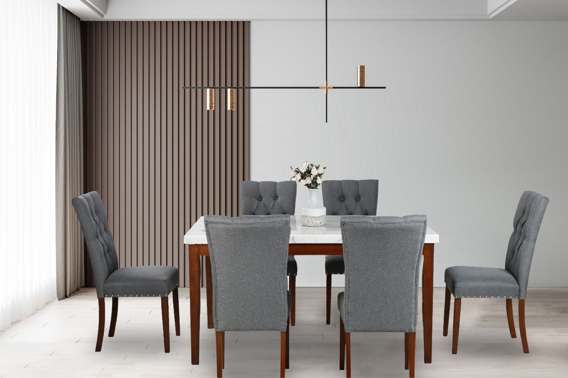 SOMMERFORD 163 Marble Top Dining Table (White)