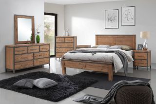 Picture of KANSAS Bedroom Combo in Queen Size (Acacia Wood) - 6PC Combo