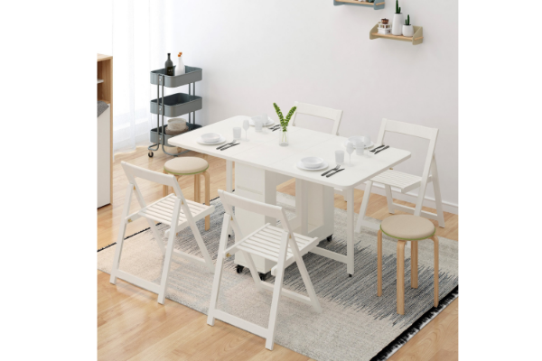 Picture of HANSON 120/140 5PC Butterfly/Foldable Dining Set (Matt White)