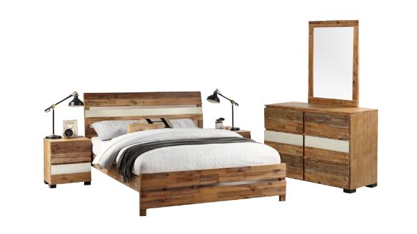 Picture of LEAMAN Bedroom Combo in Queen Size (Acacia Wood) - 5PC