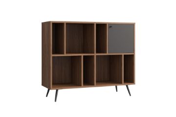 Picture of RIO 118x98cm Bookcase Solid Lacquer (Real Dark Walnut Veneer)