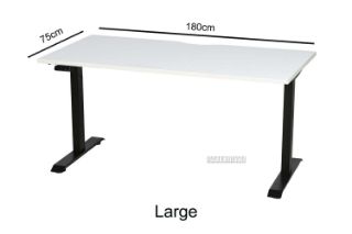 Picture of UP1 Adjustable Height Straight Desk (White Top Black Base) - 605-1245mm (180 Top)