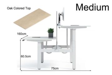 Picture of UP1 BACK-TO-BACK DUAL Height Adjustable Desk System - 1.6M Desk (Oak Top)