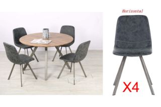 Picture of PLAZA 120 Round Dining Set (Dark Grey) - 1 Dining Table + 4 Horizontal Dining Chairs