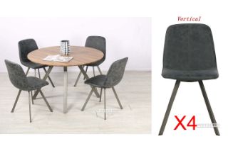 Picture of PLAZA 120 Round Dining Set (Dark Grey) - 1 Dining Table + 4 Vertical Dining Chairs