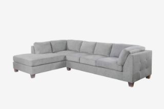 Picture of NEWTON Fabric Sectional Sofa (Light Grey) - Chaise Facing Left without Ottoman