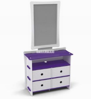 Picture of Legare Dressing Table in 3 Colour By Legaré *Tool Free - Purple-With Straight Mirror