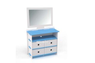 Picture of Legare Dressing Table in 3 Colour By Legaré *Tool Free - Blue-With Concave Mirror