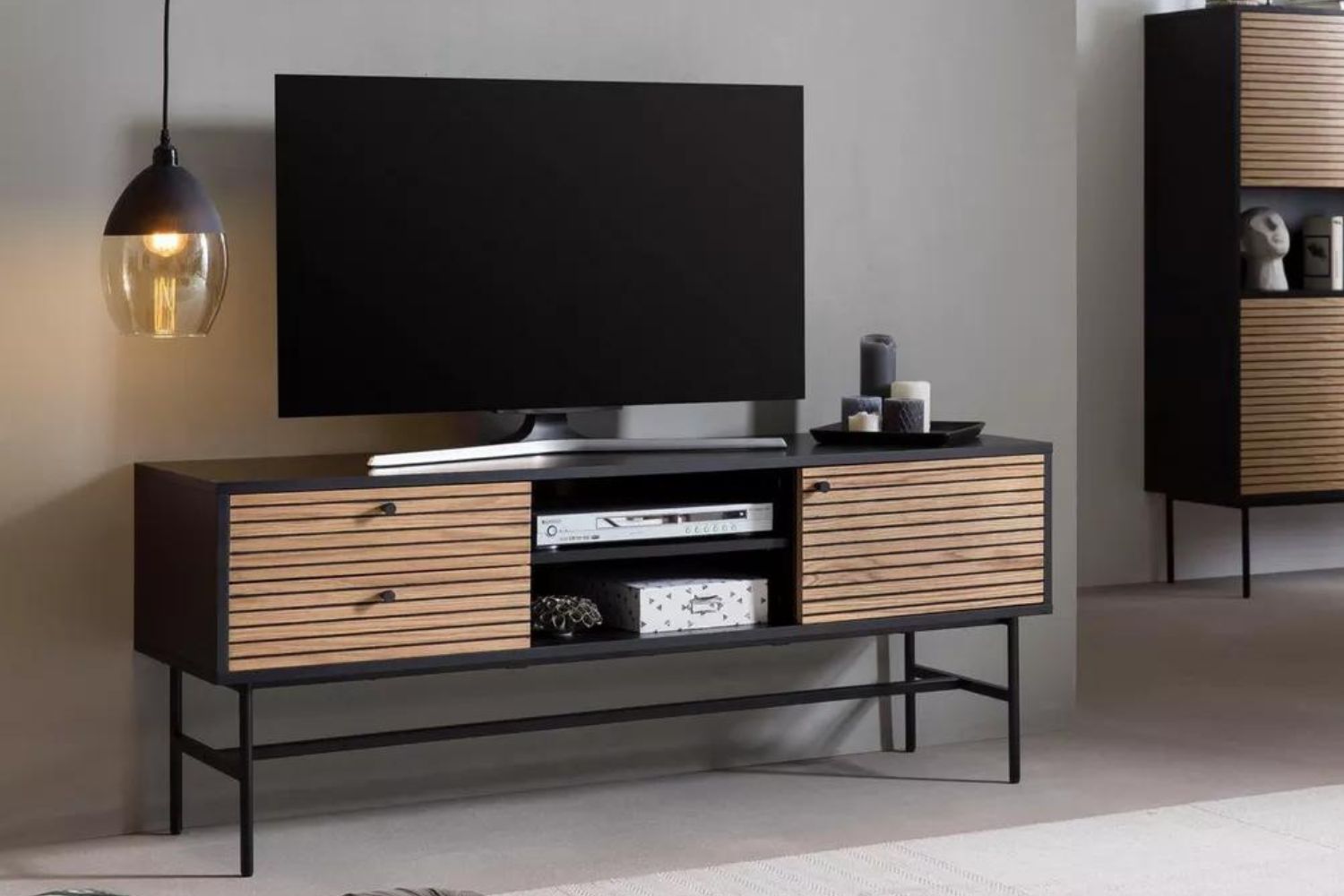 COLIN 150 TV Unit with Line Design (Black)