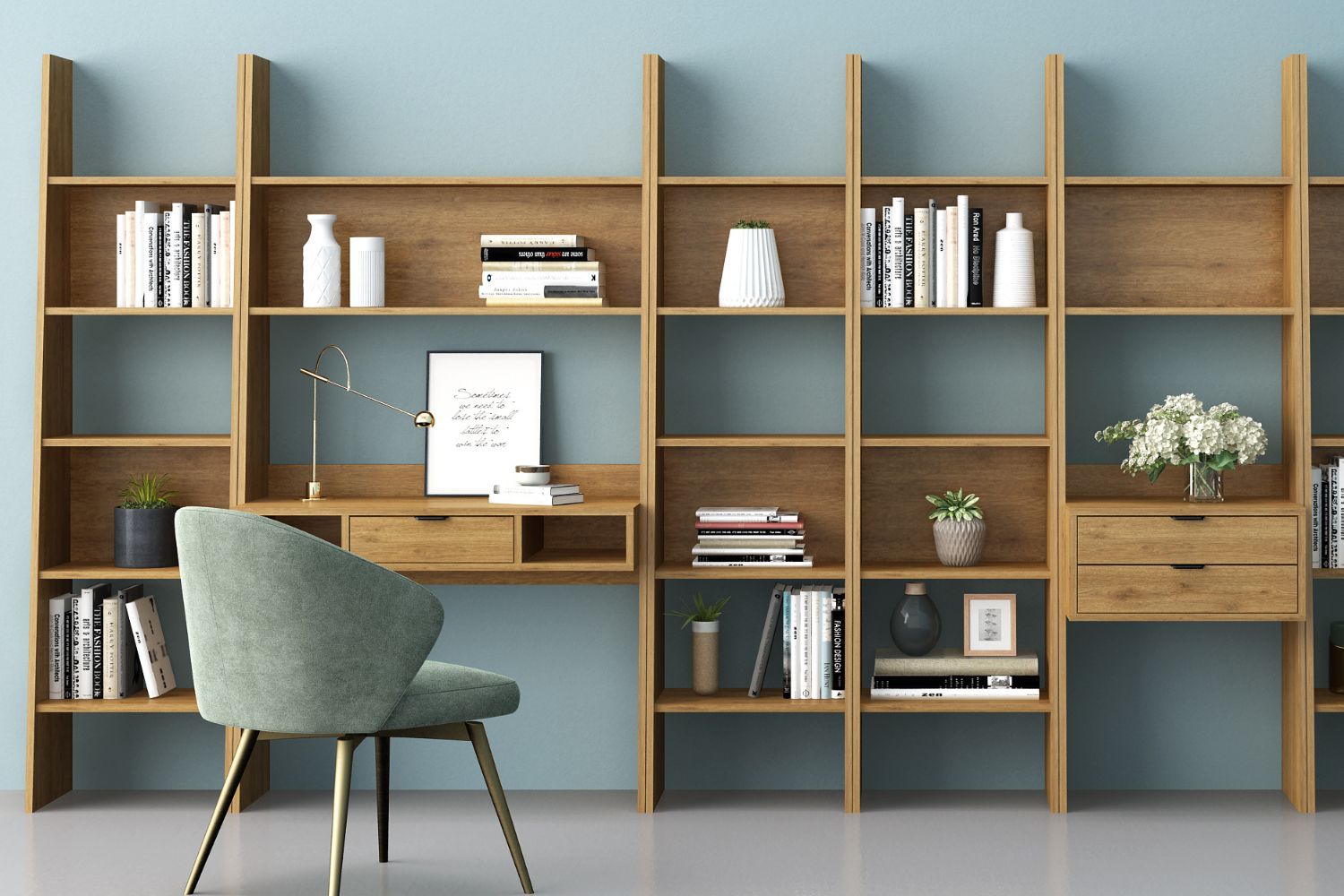 URBAN 200cmx50cm Open Bookshelf Wall System (Oak Colour)