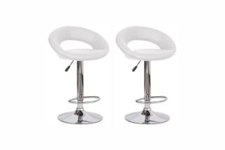 Picture of STANFORD Adjustable Swivel Gas Lift Bar Stool - Set of 2 (White)