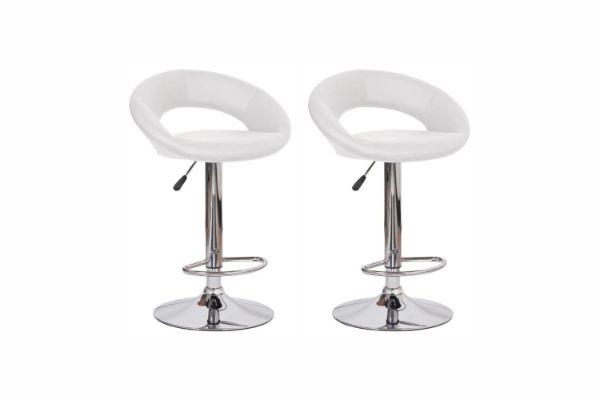 Picture of STANFORD Adjustable Swivel Gas Lift Bar Stool - Set of 2 (White)
