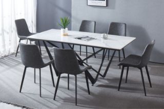 Picture of EVAN 7PC Sintered Stone 1.8M Dining Set (Grey Chairs)