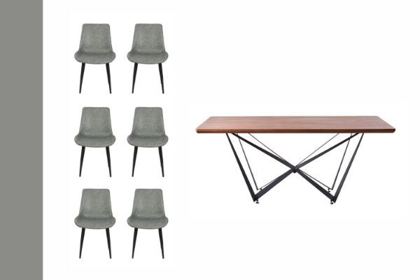 Picture of HAPPER 7PC 1.8M Dining Set (Grey Chairs)