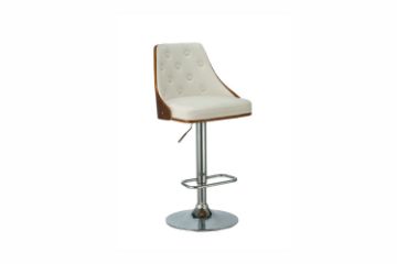 Picture of BARONY Bentwood with PU Adjustable Swivel Gas Lift Bar Stool (White)