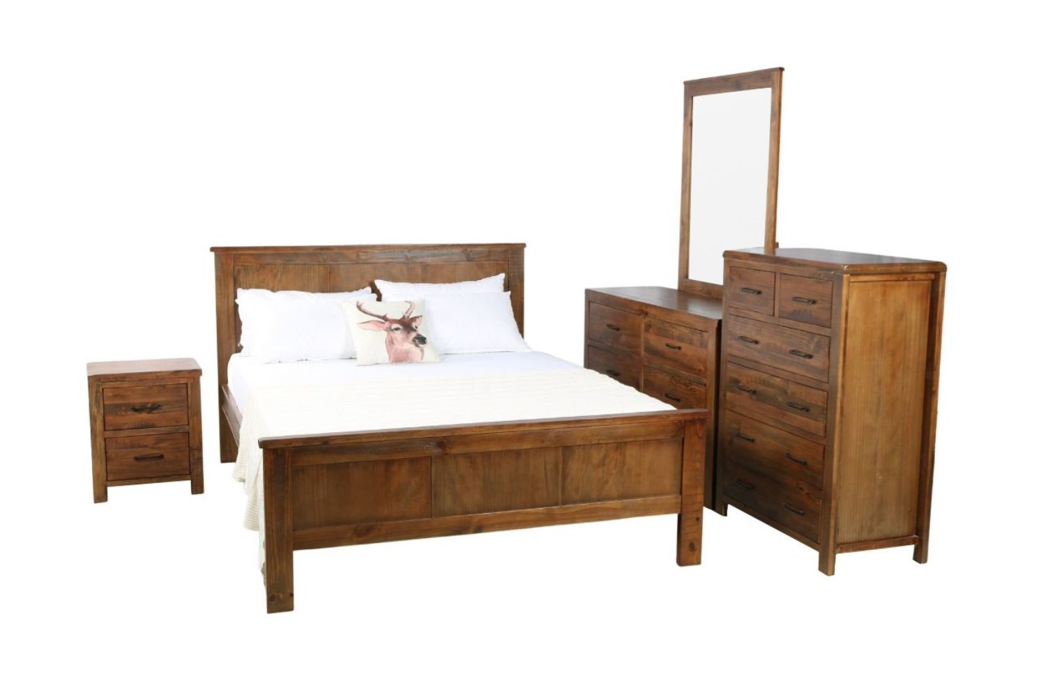 WOODLAND Bed Frame in Queen Size (Rustic Brown)