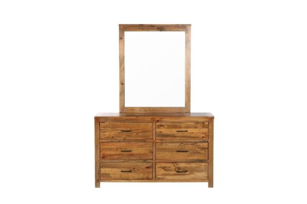 Picture of WOODLAND 6 DRW Dressing Table with Mirror (Rustic Brown)