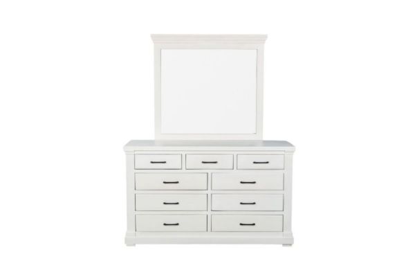 Picture of BICTON 9-Drawer Dresser with Mirror (White) - Dresser with Mirror